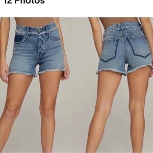 GOOD AMERICAN Distressed Raw Hem High Waist Shadow Pocket Bombshell Shorts NWOT
